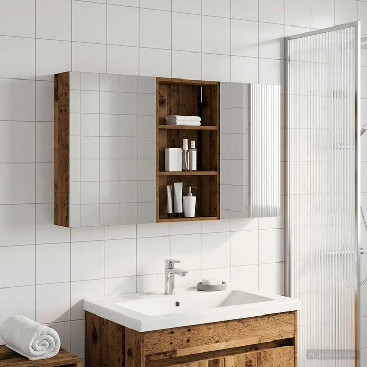 Badeværelsesskabsæt 3 pcs 140 x 14,5 x 70 cm Konstrueret træ
