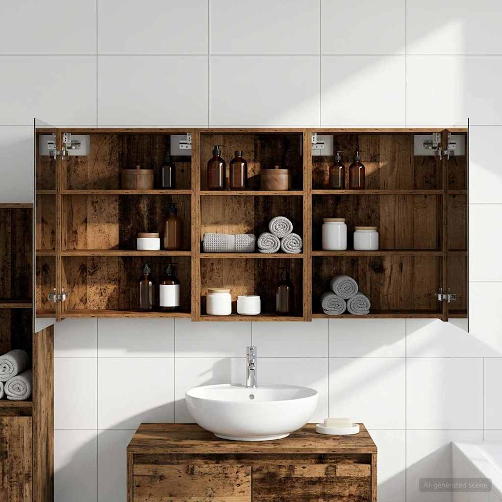 Badeværelsesskabsæt 3 pcs 140 x 14,5 x 70 cm Konstrueret træ