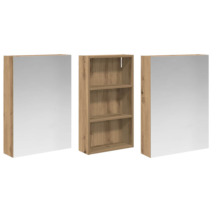 Badeværelsesskabsæt 3 pcs 140 x 14,5 x 70 cm Konstrueret træ