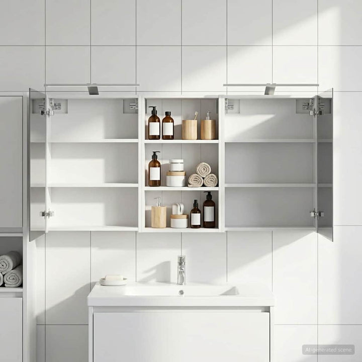 Badeværelsesskabsæt 3 pcs 140 x 14,5 x 70 cm Konstrueret træ