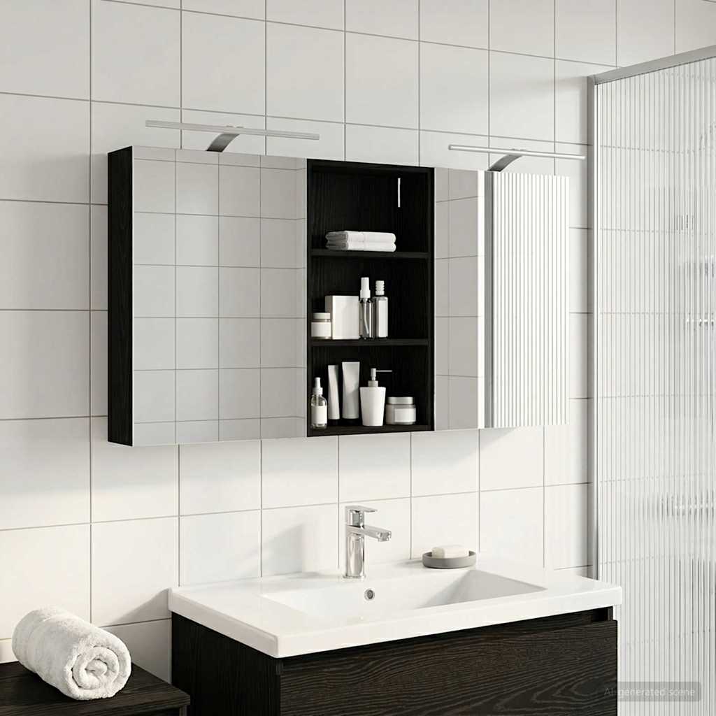 Badeværelsesskabsæt 3 pcs 140 x 14,5 x 70 cm Konstrueret træ