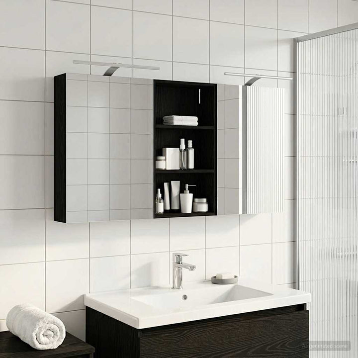 Badeværelsesskabsæt 3 pcs 140 x 14,5 x 70 cm Konstrueret træ