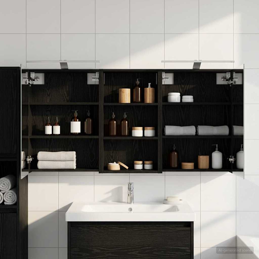 Badeværelsesskabsæt 3 pcs 140 x 14,5 x 70 cm Konstrueret træ
