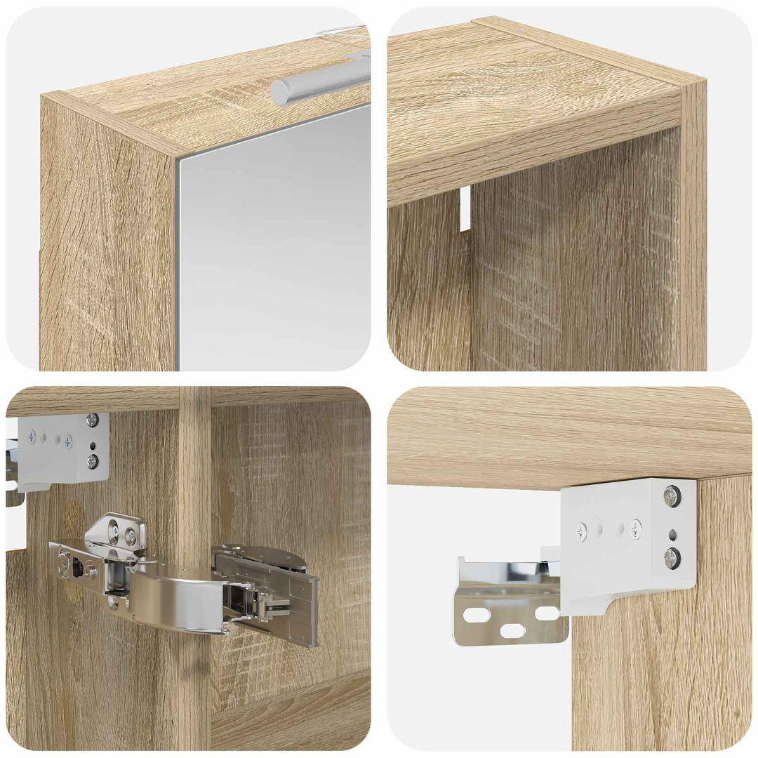 Badeværelsesskabsæt 3 pcs 140 x 14,5 x 70 cm Konstrueret træ