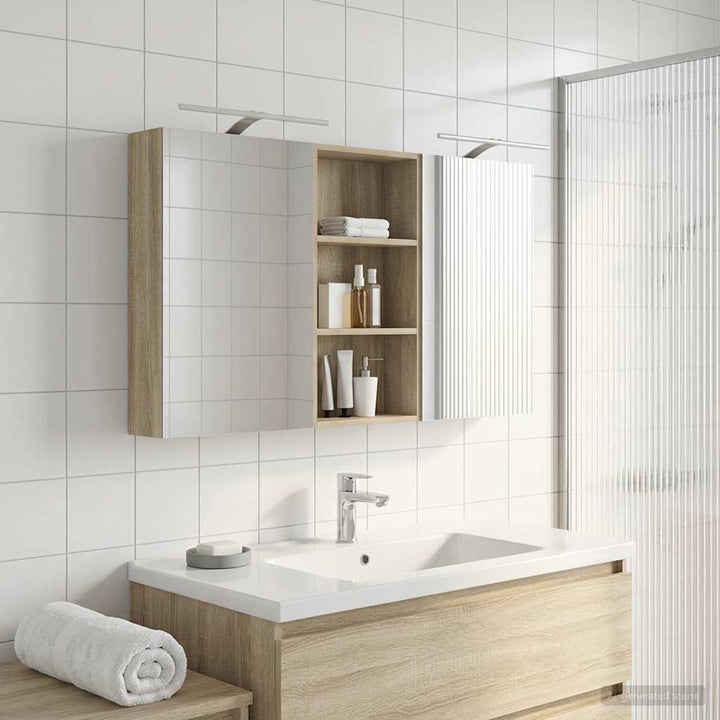 Badeværelsesskabsæt 3 pcs 140 x 14,5 x 70 cm Konstrueret træ