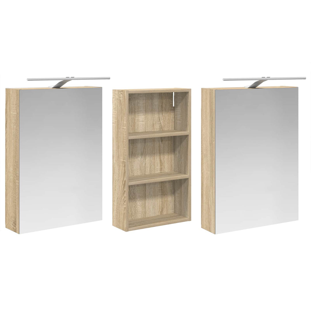 Badeværelsesskabsæt 3 pcs 140 x 14,5 x 70 cm Konstrueret træ