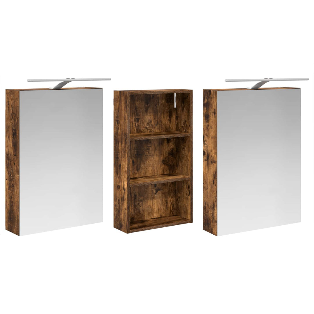 Badeværelsesskabsæt 3 pcs 140 x 14,5 x 70 cm Konstrueret træ