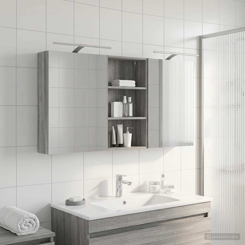 Badeværelsesskabsæt 3 pcs 140 x 14,5 x 70 cm Konstrueret træ