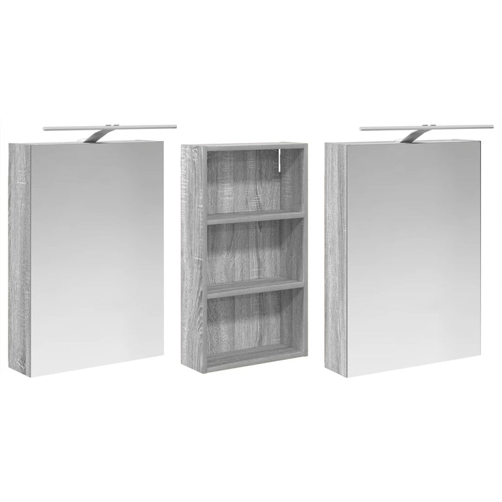 Badeværelsesskabsæt 3 pcs 140 x 14,5 x 70 cm Konstrueret træ