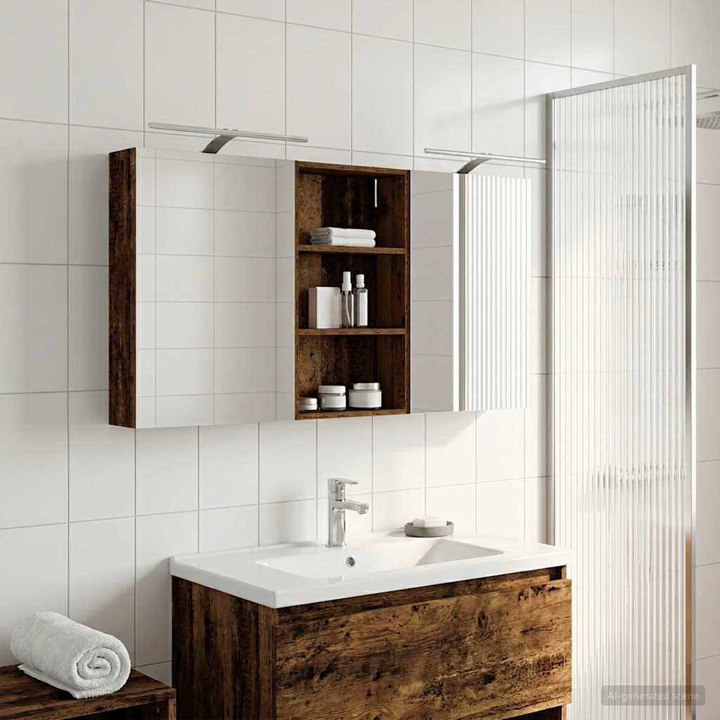 Badeværelsesskabsæt 3 pcs 140 x 14,5 x 70 cm Konstrueret træ