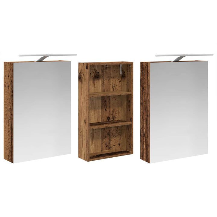 Badeværelsesskabsæt 3 pcs 140 x 14,5 x 70 cm Konstrueret træ