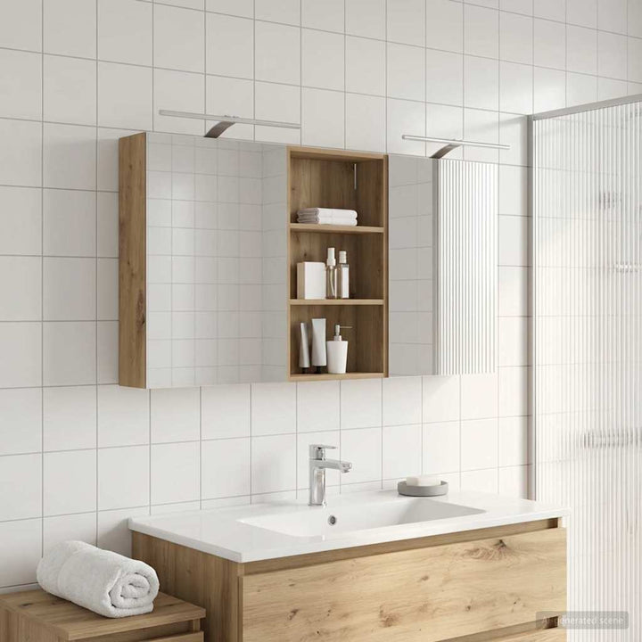 Badeværelsesskabsæt 3 stk. 140 x 14,5 x 70 cm Konstrueret træ