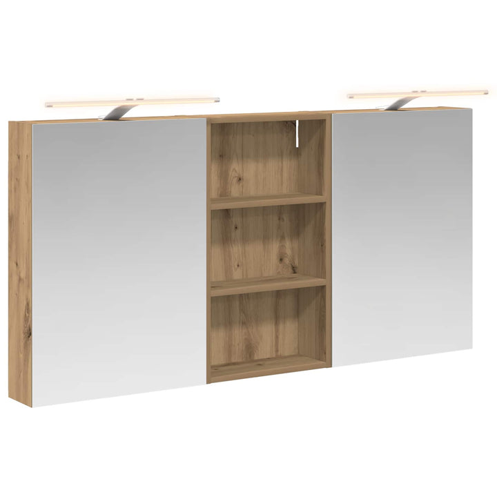 Badeværelsesskabsæt 3 stk. 140 x 14,5 x 70 cm Konstrueret træ