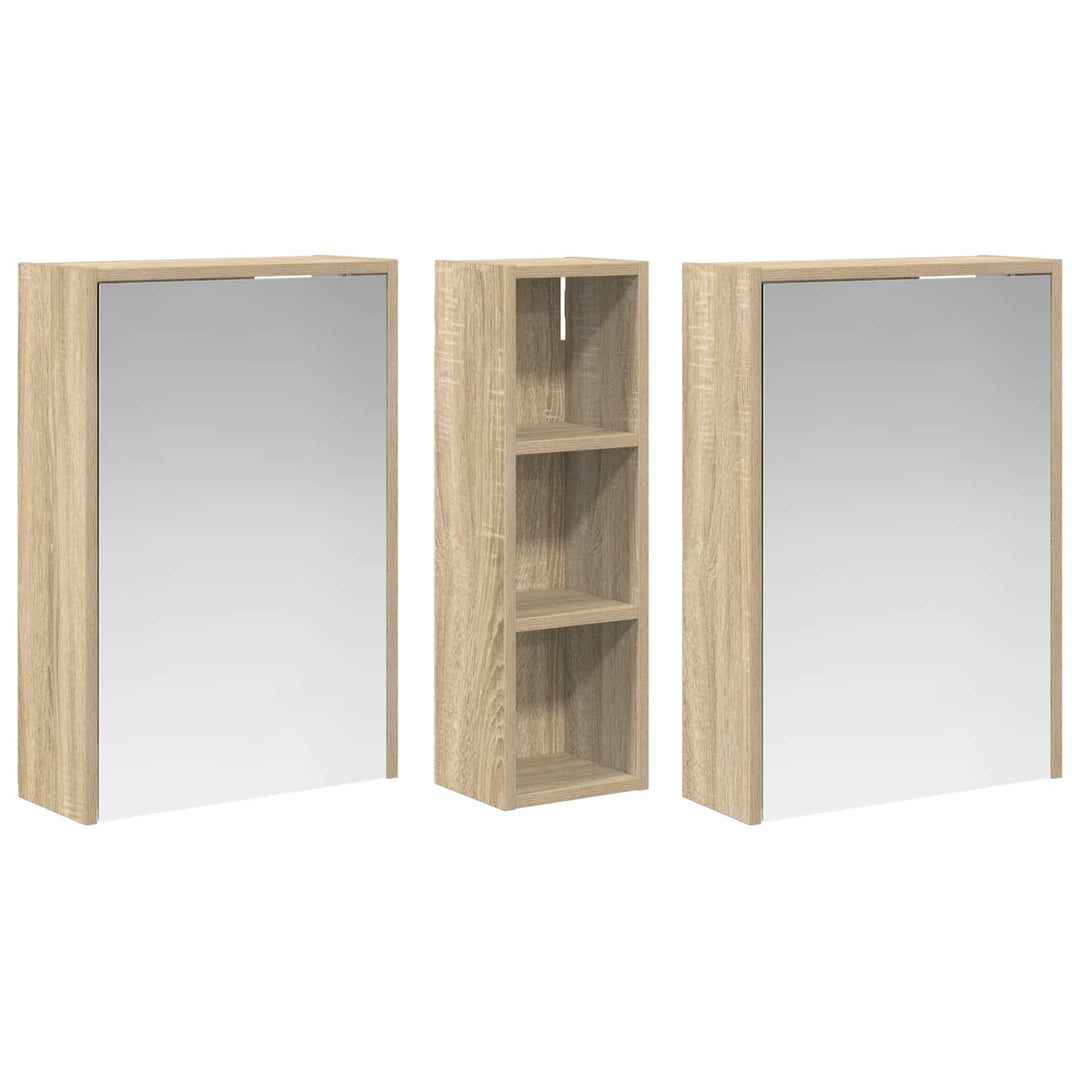 Badeværelsesskabsæt 3 stk. 106 x 16 x 62,5 cm Konstrueret træ