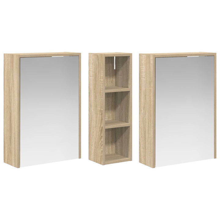 Badeværelsesskabsæt 3 stk. 106 x 16 x 62,5 cm Konstrueret træ