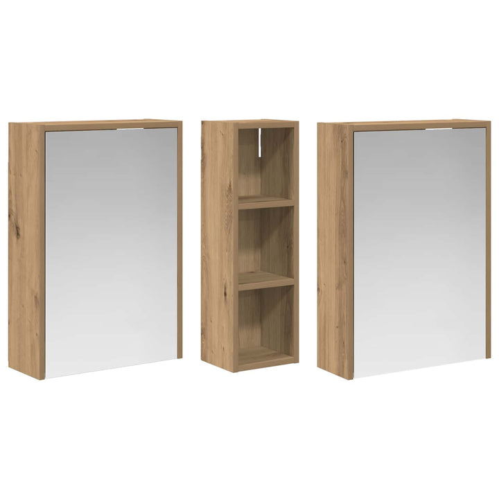Badeværelsesskabsæt 3 stk. 106 x 16 x 62,5 cm Konstrueret træ