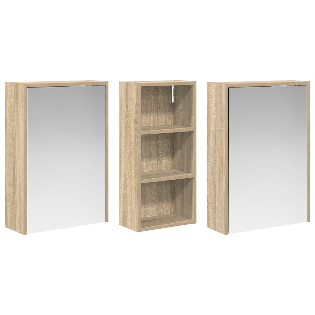 Badeværelsesskabsæt 3 stk. 116 x 16 x 62,5 cm Konstrueret træ