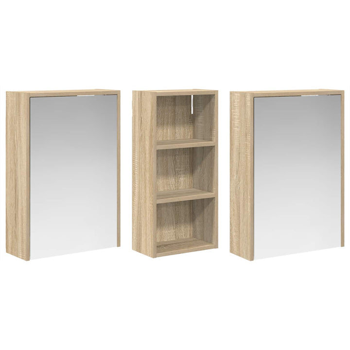 Badeværelsesskabsæt 3 stk. 116 x 16 x 62,5 cm Konstrueret træ