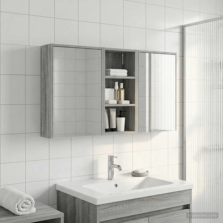 Badeværelsesskabsæt 3 pcs 116 x 16 x 62,5 cm Konstrueret træ