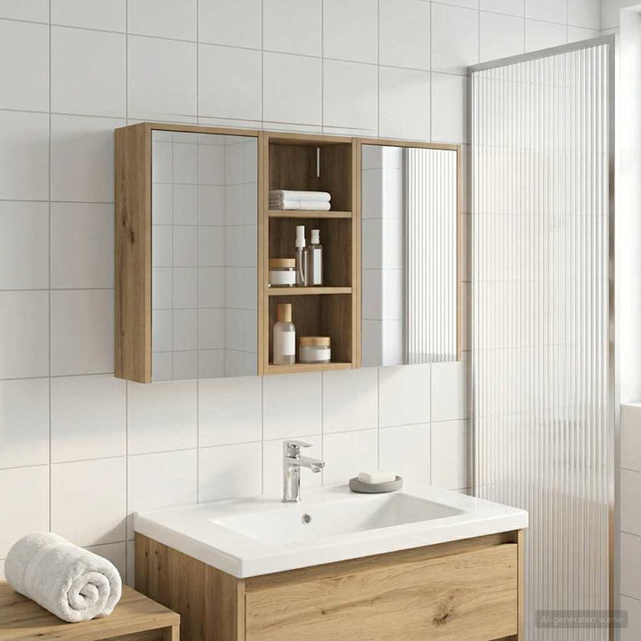 Badeværelsesskabsæt 3 pcs 116 x 16 x 62,5 cm Konstrueret træ