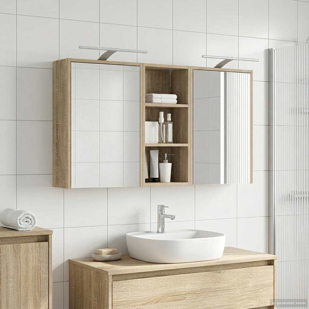 Badeværelsesskabsæt 3 pcs 116 x 16 x 62,5 cm Konstrueret træ