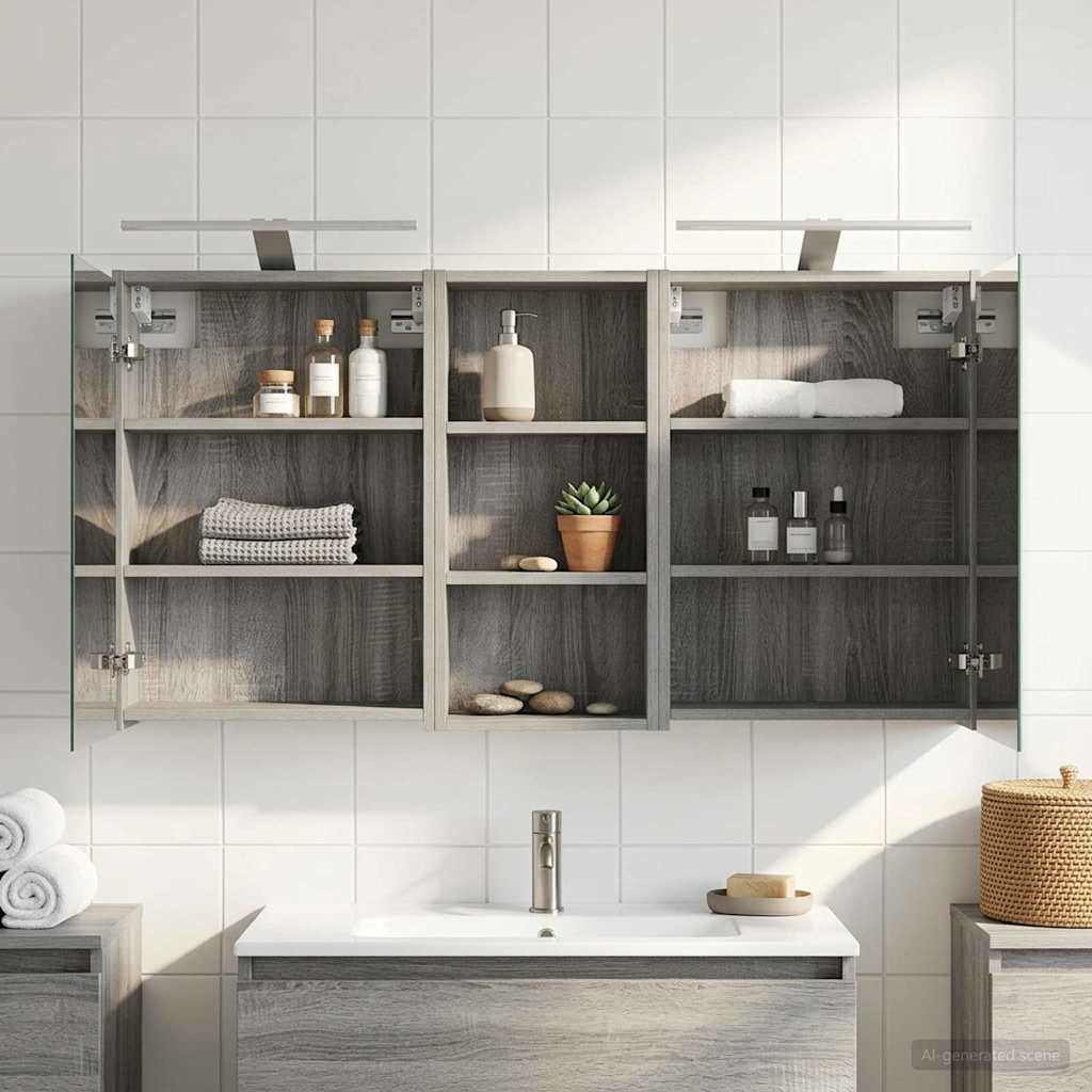 Badeværelsesskabsæt 3 pcs 116 x 16 x 62,5 cm Konstrueret træ