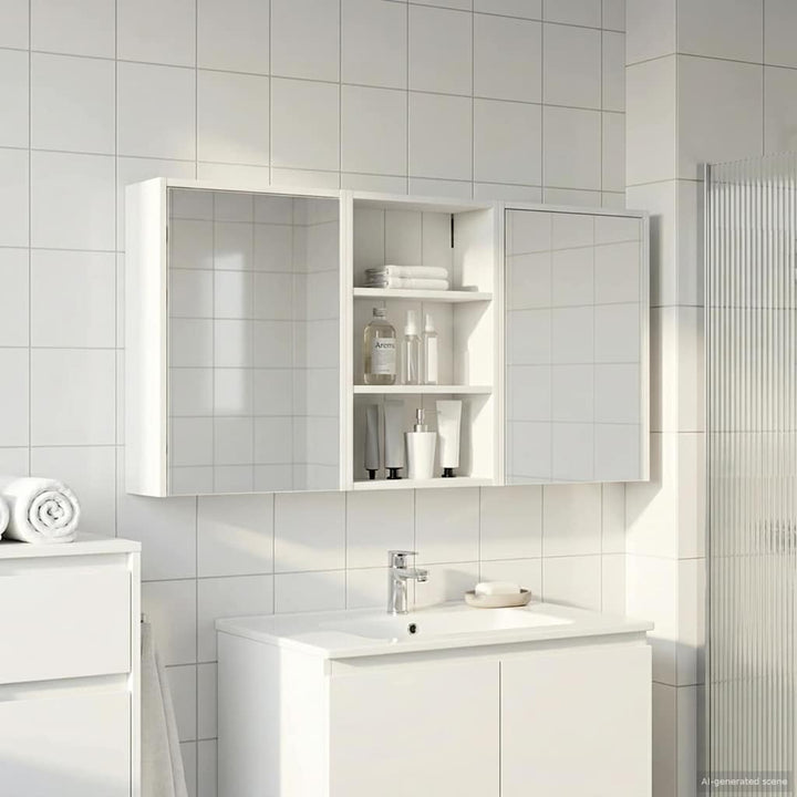 Badeværelsesskabsæt 3 pcs 126 x 16 x 62.5 cm Konstrueret træ
