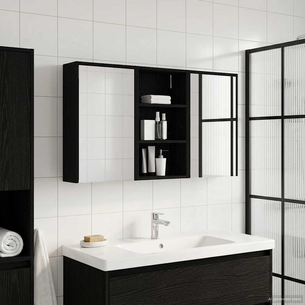 Badeværelsesskabsæt 3 stk. 126 x 16 x 62.5 cm Konstrueret træ