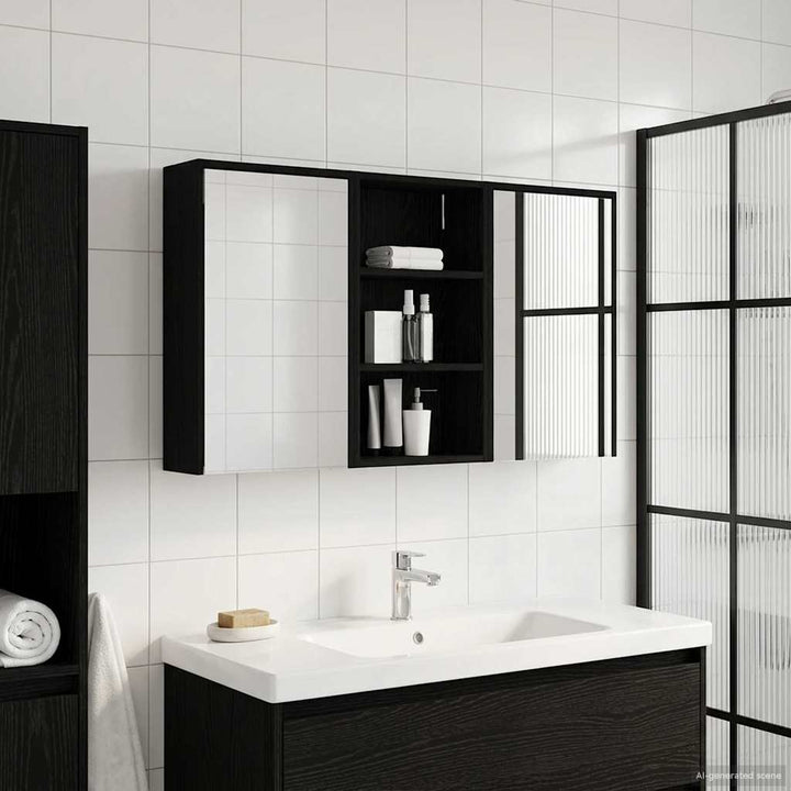 Badeværelsesskabsæt 3 stk. 126 x 16 x 62.5 cm Konstrueret træ