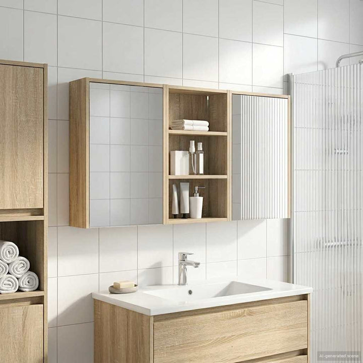 Badeværelsesskabsæt 3 pcs 126 x 16 x 62.5 cm Konstrueret træ