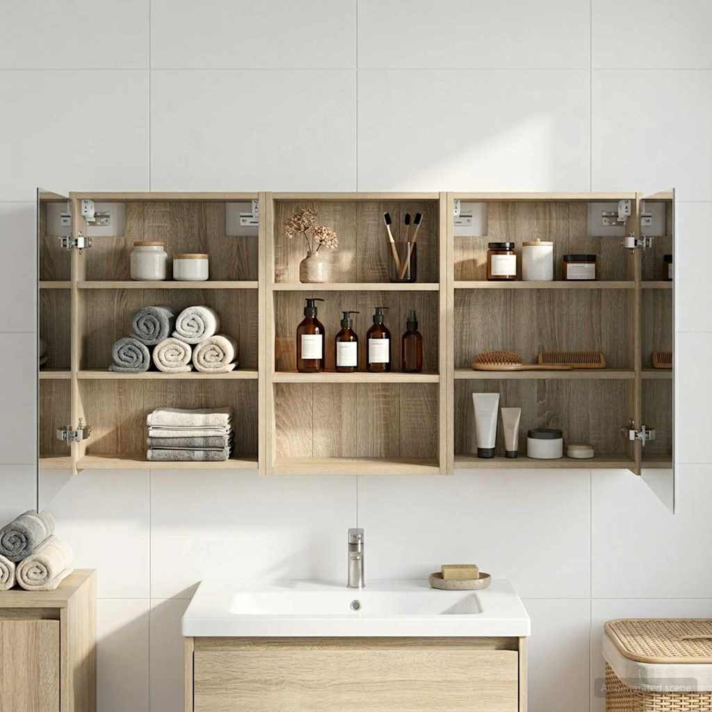 Badeværelsesskabsæt 3 pcs 126 x 16 x 62.5 cm Konstrueret træ