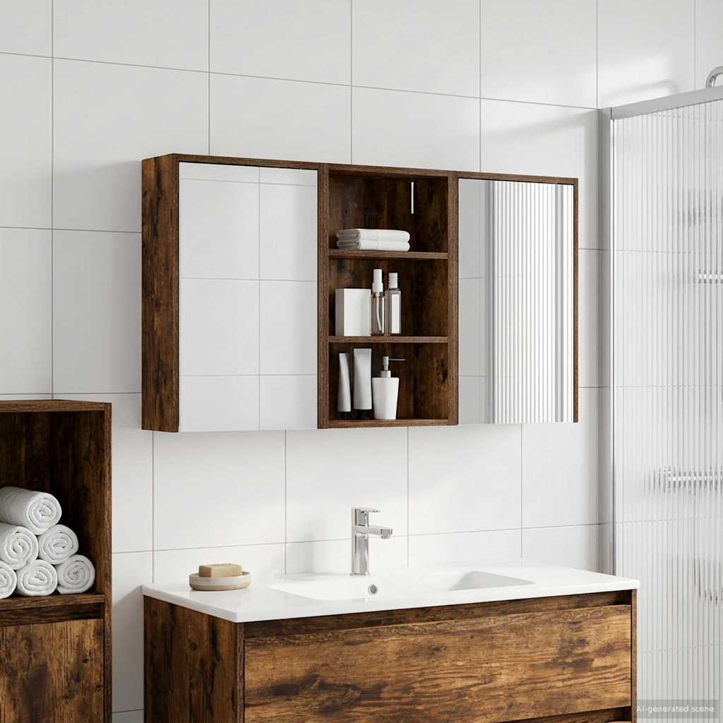 Badeværelsesskabsæt 3 stk. 126 x 16 x 62.5 cm Konstrueret træ