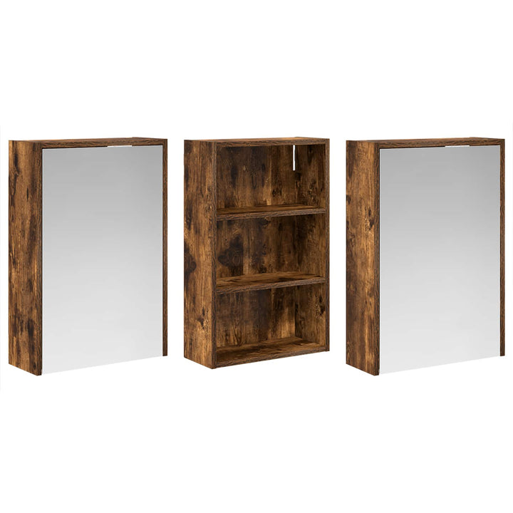 Badeværelsesskabsæt 3 stk. 126 x 16 x 62.5 cm Konstrueret træ