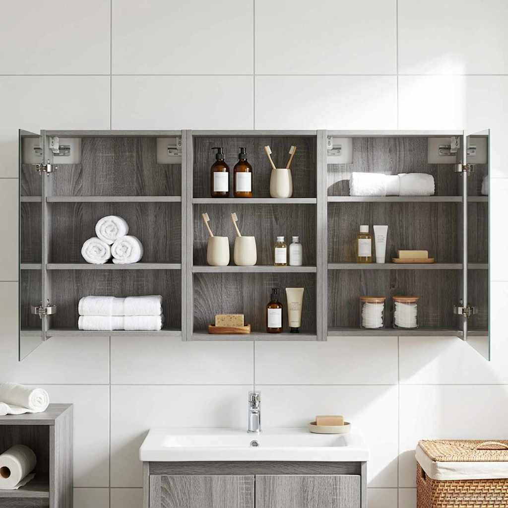Badeværelsesskabsæt 3 stk. 126 x 16 x 62.5 cm Konstrueret træ