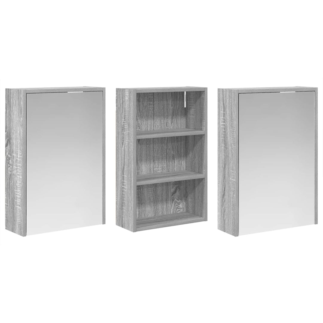 Badeværelsesskabsæt 3 stk. 126 x 16 x 62.5 cm Konstrueret træ
