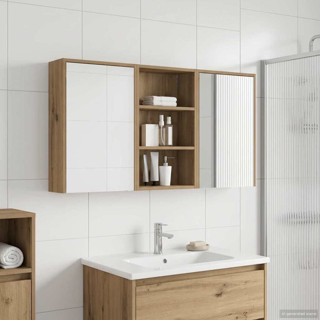 Badeværelsesskabsæt 3 pcs 126 x 16 x 62.5 cm Konstrueret træ