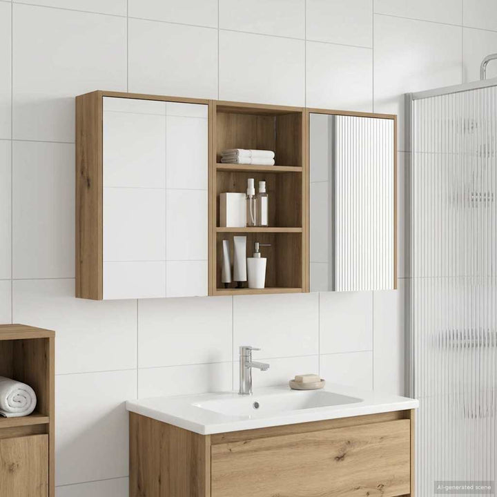 Badeværelsesskabsæt 3 pcs 126 x 16 x 62.5 cm Konstrueret træ