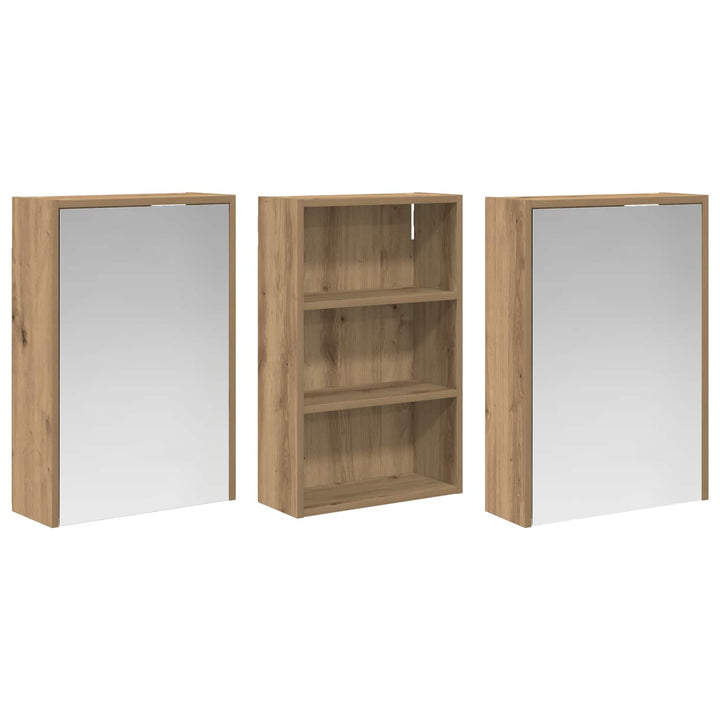 Badeværelsesskabsæt 3 pcs 126 x 16 x 62.5 cm Konstrueret træ