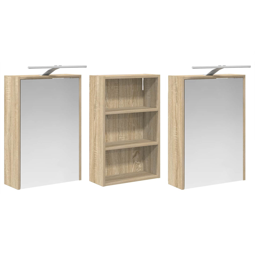 Badeværelsesskabsæt 3 pcs 126 x 16 x 62.5 cm Konstrueret træ