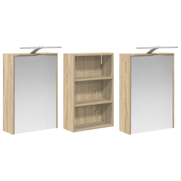 Badeværelsesskabsæt 3 pcs 126 x 16 x 62.5 cm Konstrueret træ