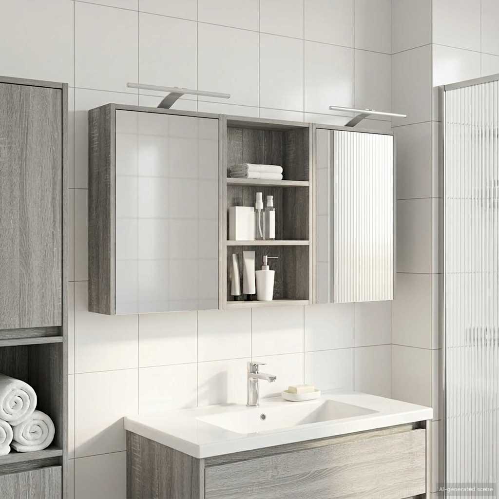 Badeværelsesskabsæt 3 pcs 126 x 16 x 62.5 cm Konstrueret træ