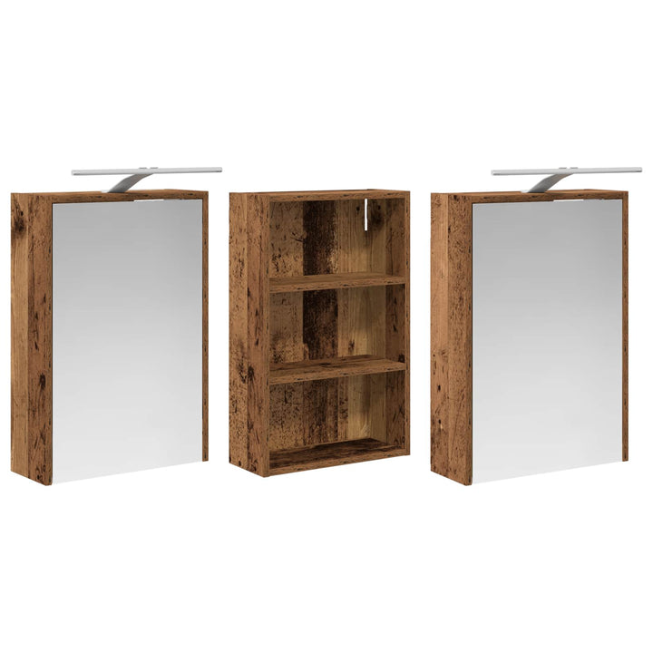 Badeværelsesskabsæt 3 pcs 126 x 16 x 62.5 cm Konstrueret træ