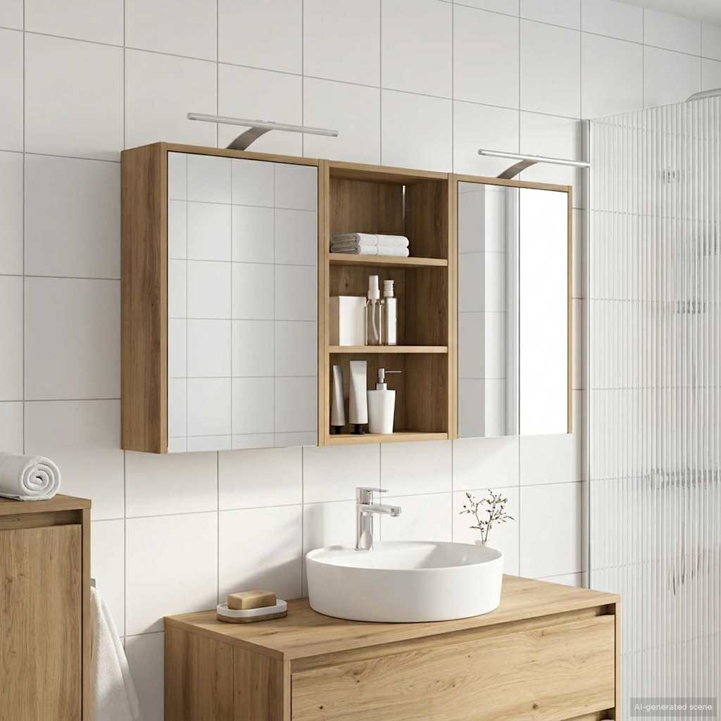 Badeværelsesskabsæt 3 pcs 126 x 16 x 62.5 cm Konstrueret træ