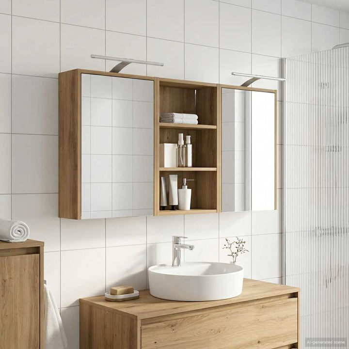 Badeværelsesskabsæt 3 pcs 126 x 16 x 62.5 cm Konstrueret træ