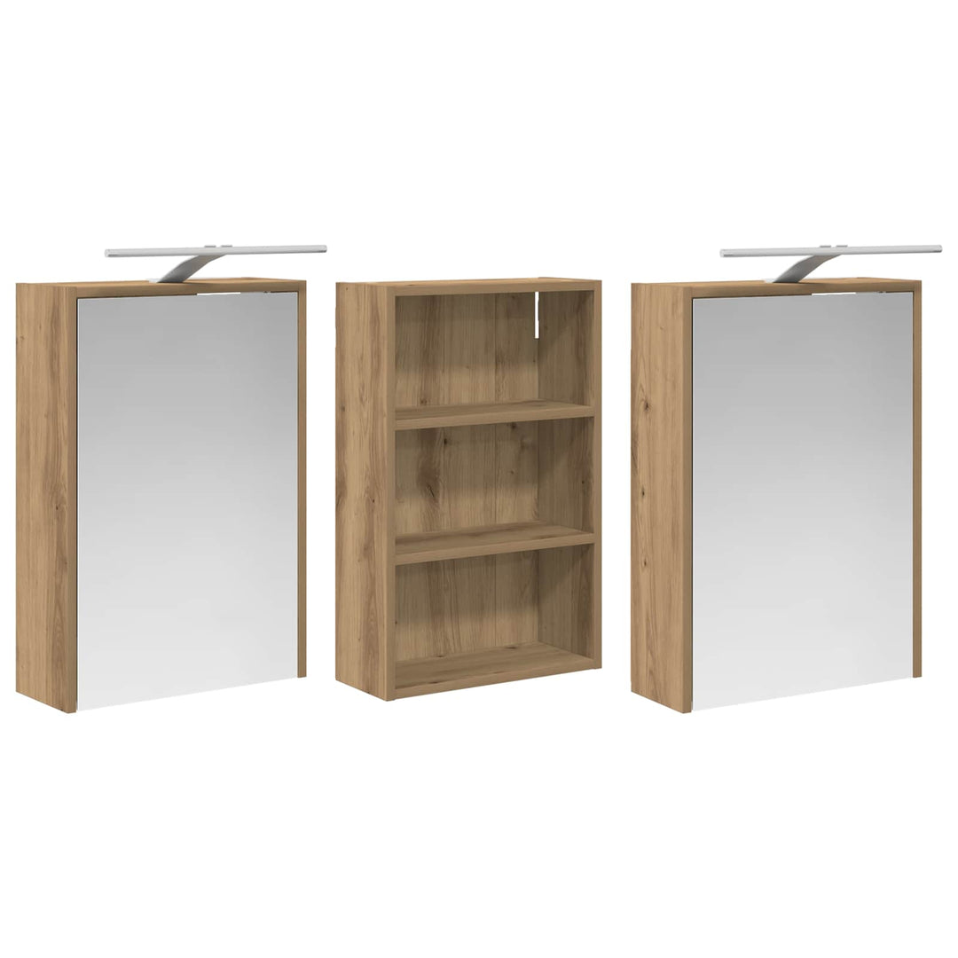 Badeværelsesskabsæt 3 pcs 126 x 16 x 62.5 cm Konstrueret træ