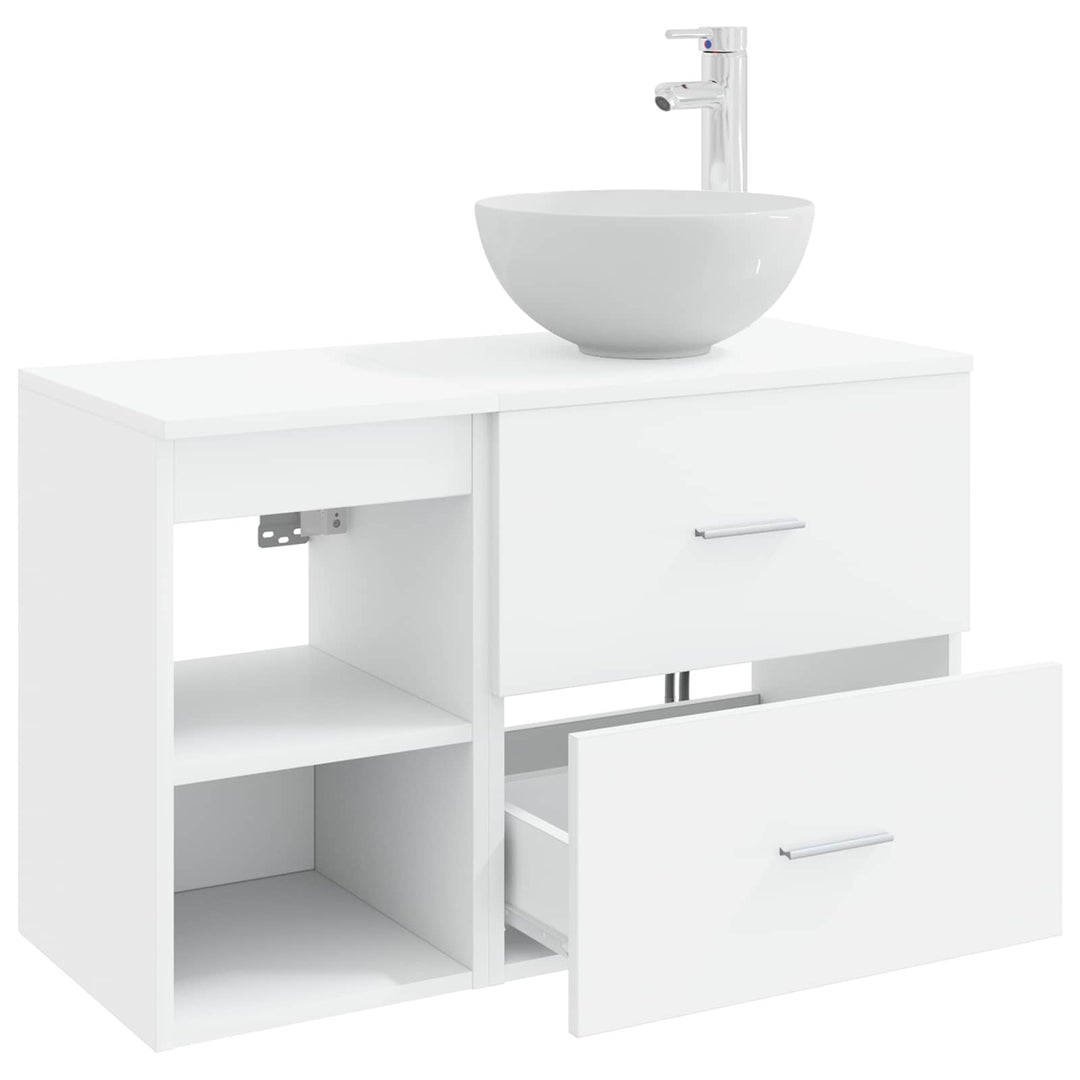 Badeværelsesmøbel sæt 2 pcs Hvid Konstrueret træ