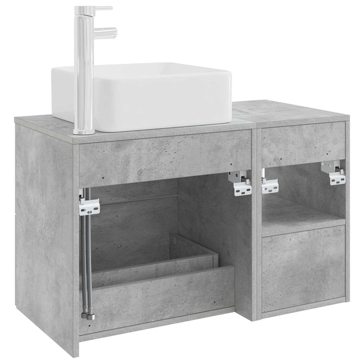 Badeværelsesmøbel sæt 2 pcs Betongrå Konstrueret træ