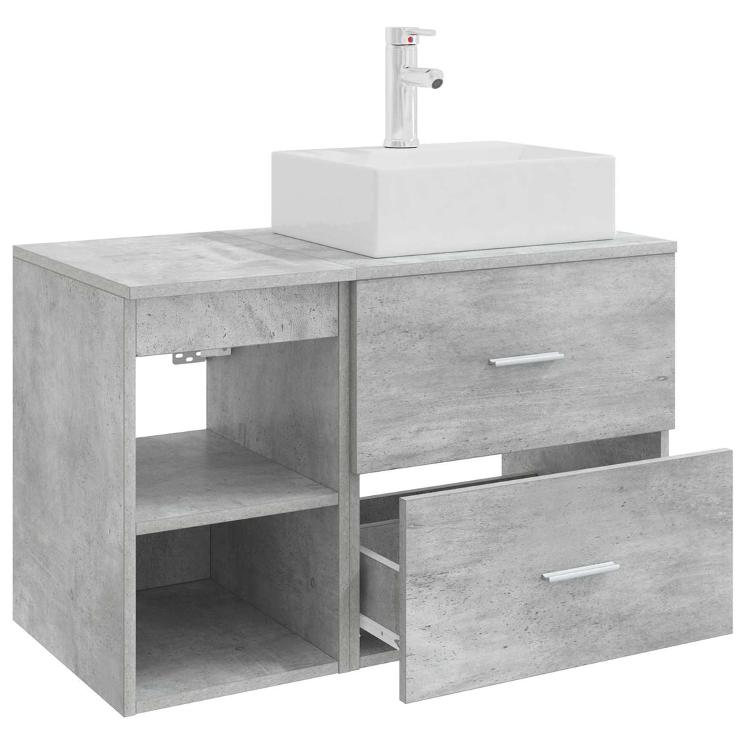 Badeværelsesmøbel sæt 2 pcs Betongrå Konstrueret træ