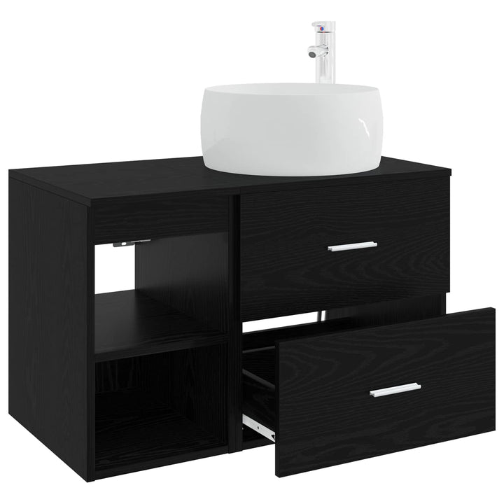 Badeværelsesmøbel sæt 2 pcs Sort eg Konstrueret træ