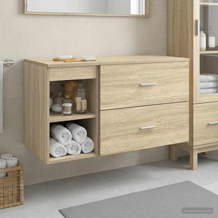 Badeværelsesmøbel sæt 2 pcs Sonoma-eg Konstrueret træ
